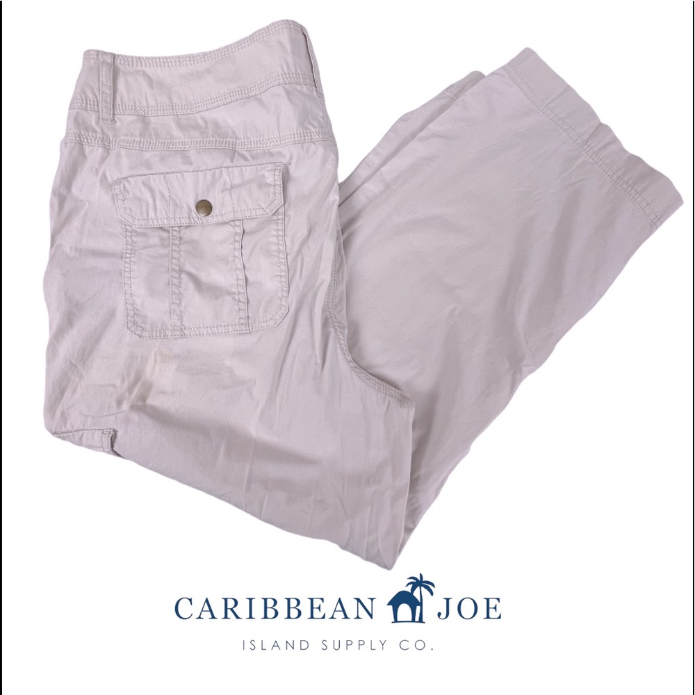CARIBBEAN JOE WOMENS CARGO PANTS LT TAN SIZE 14